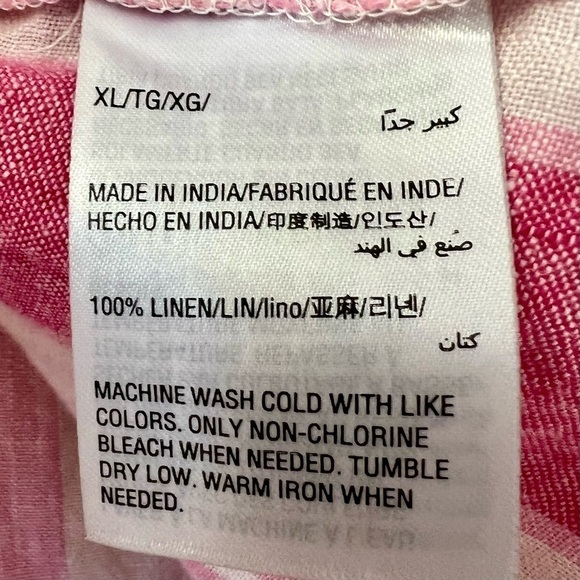 Charter Club Pink Linen Striped 3/4 Ruffle Sleeves Casual Top Women’s XL - Picture 8 of 9